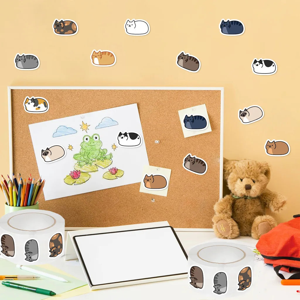Cute Kitty Sticker Roll – 500 Adorable Cat Decals for Planners, Crafts & Gifts