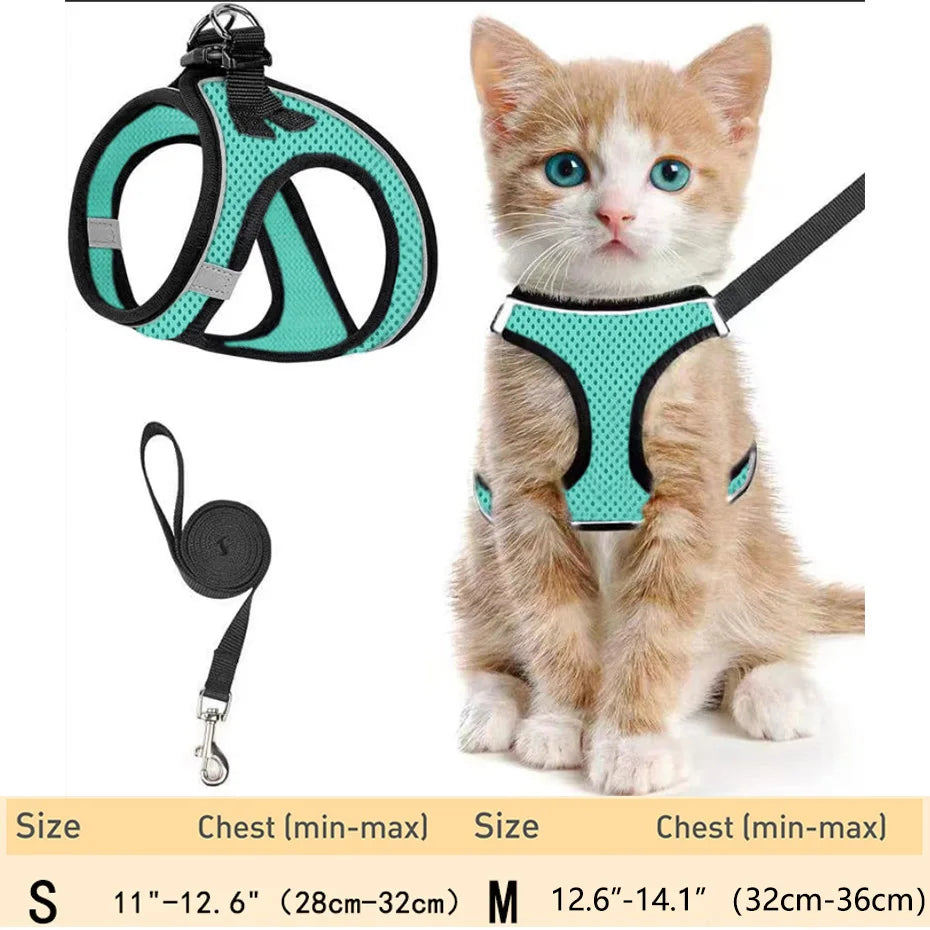 Escape-Proof Cat Harness & Leash – Reflective, Adjustable Soft Mesh for Outdoor Walks