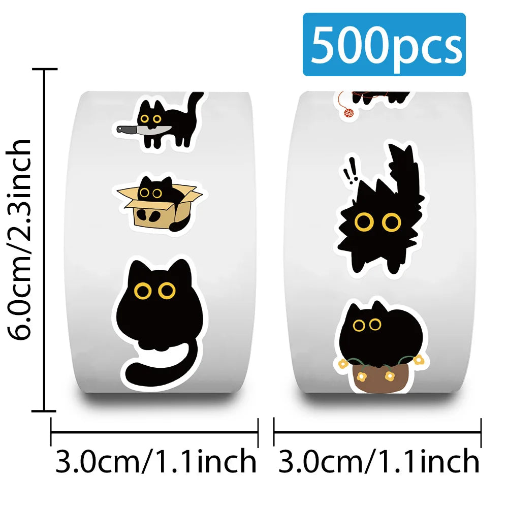 500Pcs Roll of Cute Cat Stickers – DIY, Envelope Seals, Kids Rewards & Stationery Decor