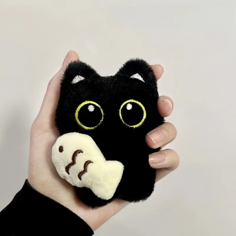 Cool Plush Black Cat Keychain – Kawaii Bag Charm & Car Accessory