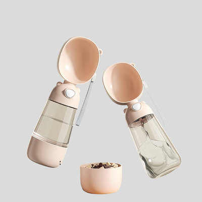 Portable Dog Water Bottle – Travel Cup with Food Dispenser for Dogs & Cats