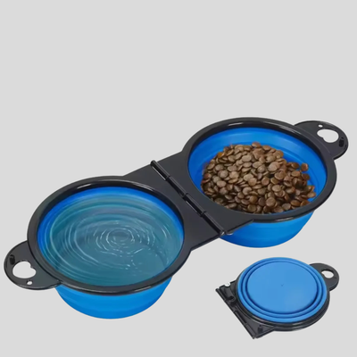 2-in-1 Foldable Pet Travel Bowl – Dual Feeding & Drinking Bowl for Dogs & Cats