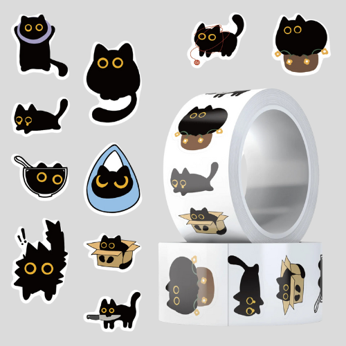 500Pcs Roll of Cute Cat Stickers – DIY, Envelope Seals, Kids Rewards & Stationery Decor