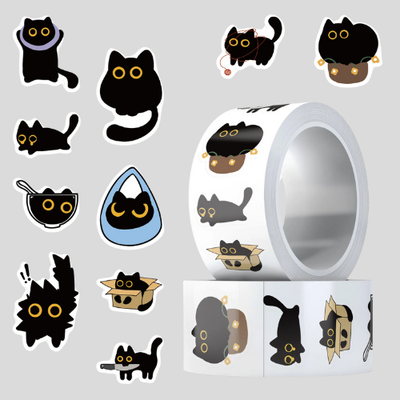 500Pcs Roll of Cute Cat Stickers – DIY, Envelope Seals, Kids Rewards & Stationery Decor