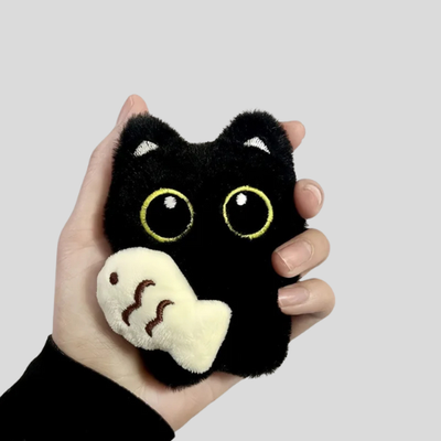 Cool Plush Black Cat Keychain – Kawaii Bag Charm & Car Accessory