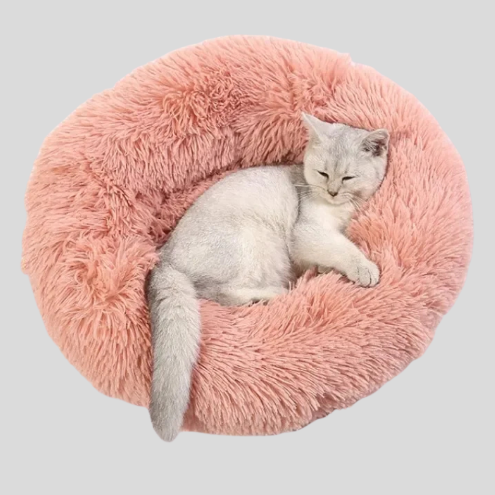 Super Soft Plush Cat Bed – Washable Donut Bed for Deep Sleep & Calming Comfort