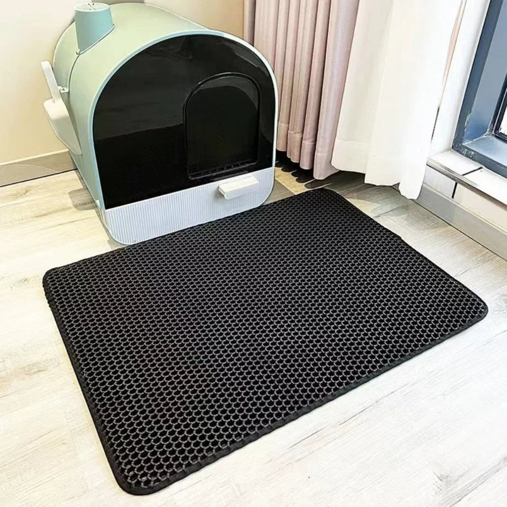 Fetch & Fancy Double-Layer Waterproof Cat Litter Mat – Non-Slip, Washable EVA Trapping Pad for Cats & Small Dogs