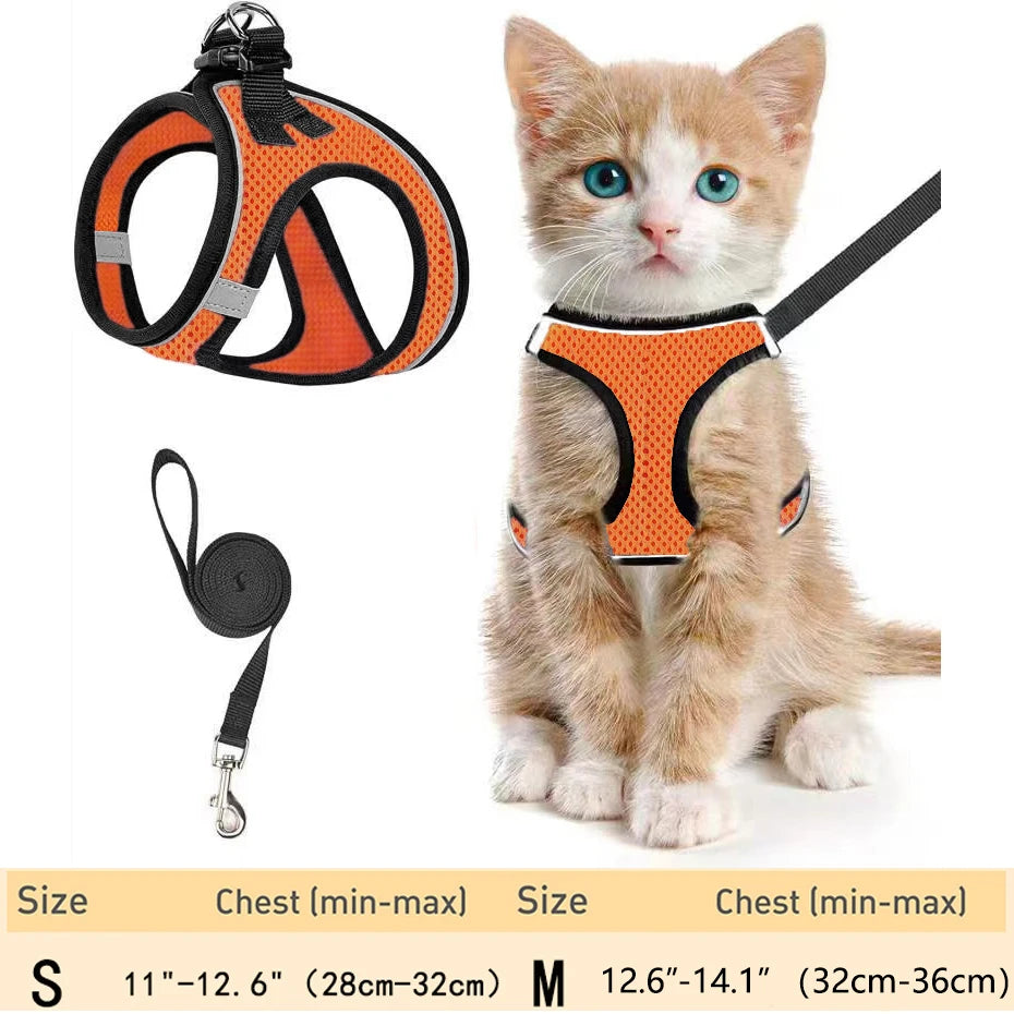Escape-Proof Cat Harness & Leash – Reflective, Adjustable Soft Mesh for Outdoor Walks