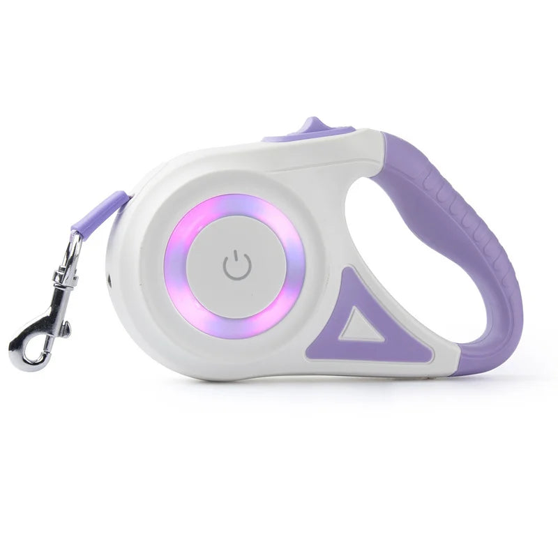 5M Retractable Dog Leash with LED Light – Durable Nylon & Adjustable Grip