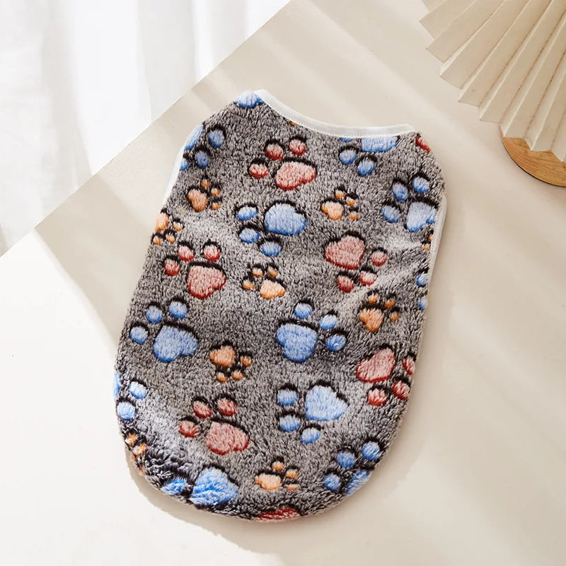 Flannel Dog Clothes – Soft Paw Print Vest for Small & Medium Dogs, Chihuahua & Yorkie Coat