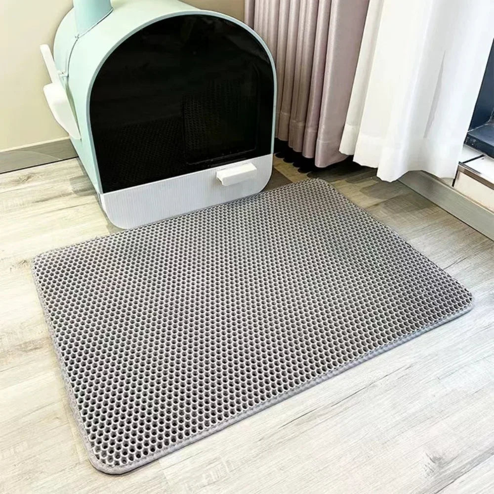Fetch & Fancy Double-Layer Waterproof Cat Litter Mat – Non-Slip, Washable EVA Trapping Pad for Cats & Small Dogs