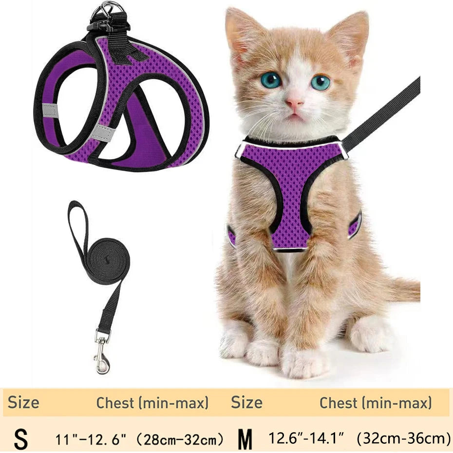 Escape-Proof Cat Harness & Leash – Reflective, Adjustable Soft Mesh for Outdoor Walks