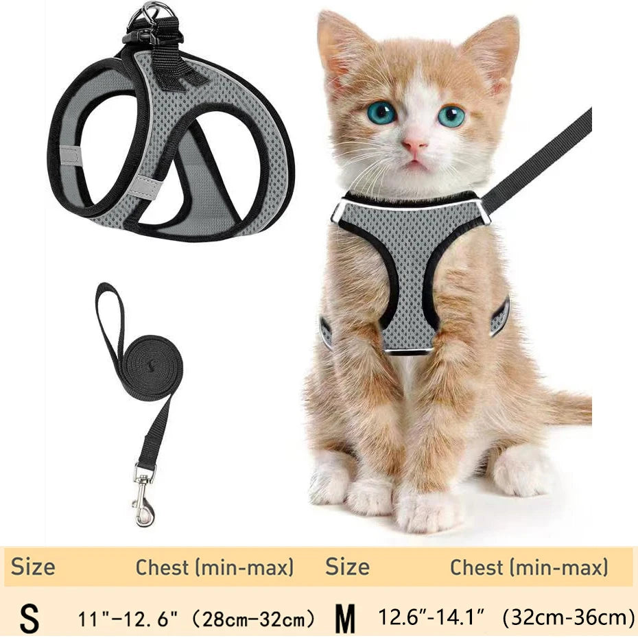 Escape-Proof Cat Harness & Leash – Reflective, Adjustable Soft Mesh for Outdoor Walks