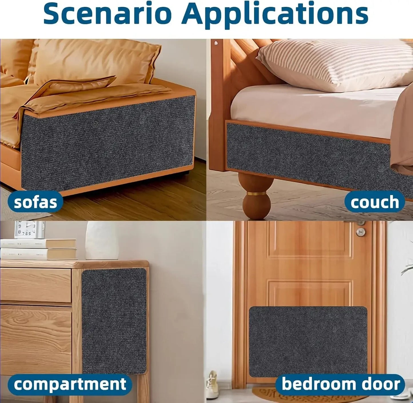 Fetch & Fancy Trimmable Cat Scratcher Sofa Protector – Self-Adhesive DIY Scratch Mat for Furniture, Walls, and Carpet