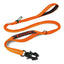 Reflective Shock-Absorbing Dog Leash – Tactical Bungee Lead with Car Seatbelt Clip for Large Dogs