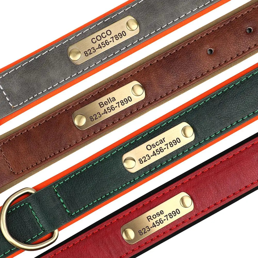 Personalized Dog Collar – Custom Engraved PU Leather