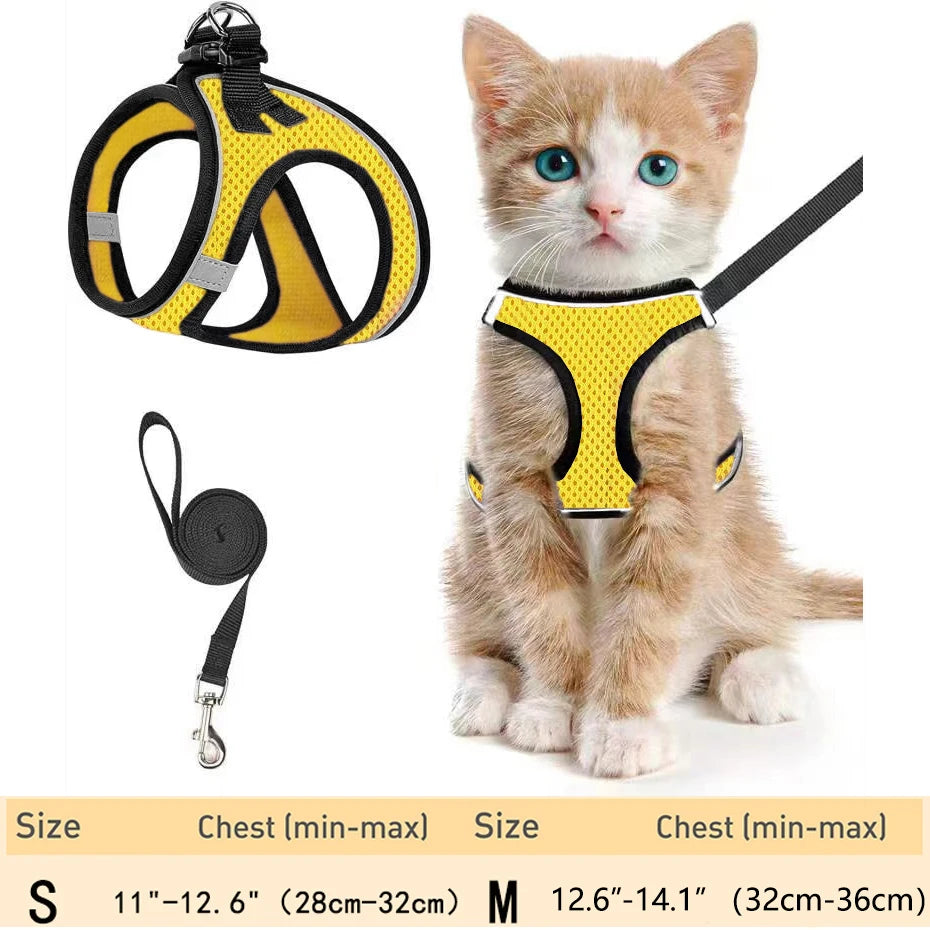 Escape-Proof Cat Harness & Leash – Reflective, Adjustable Soft Mesh for Outdoor Walks