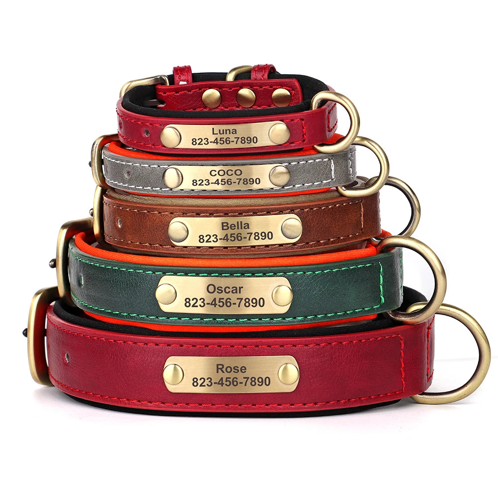 Personalized Dog Collar – Custom Engraved PU Leather