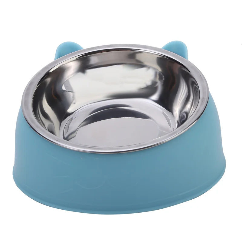 Creative Inclined Cat Bowl – Stainless Steel Feeder for Kittens & Puppies