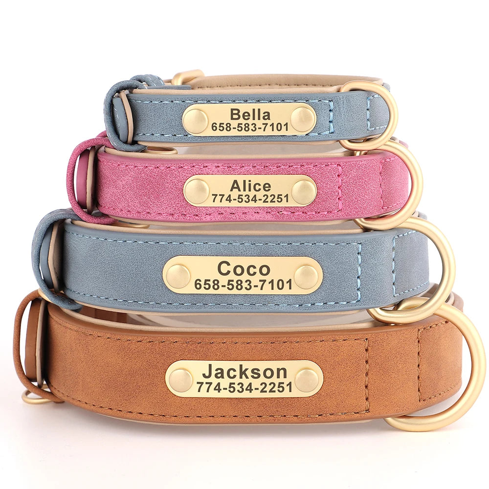 Personalized Dog Collar – Custom Engraved PU Leather