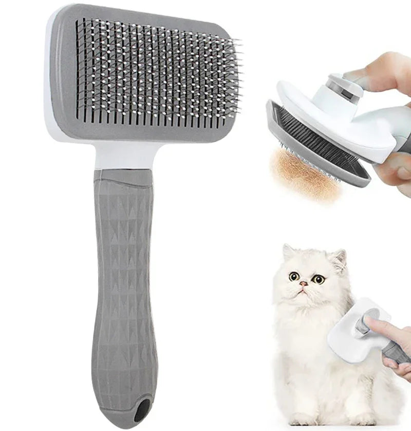 Pet Grooming Brush – Hair Remover Comb for Dogs & Cats with Anti-Slip Handle & Massage Tips