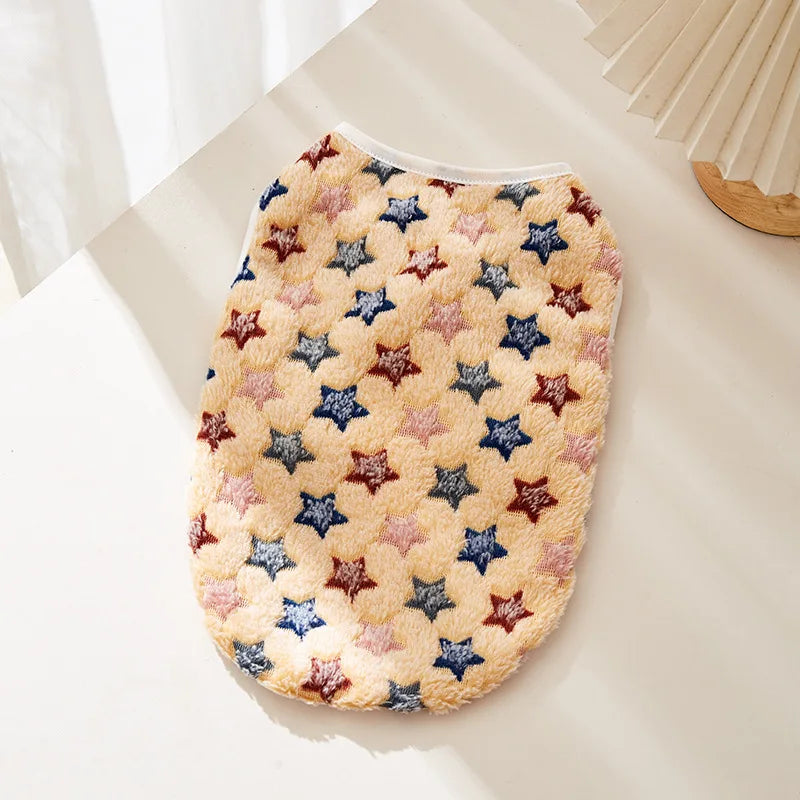 Flannel Dog Clothes – Soft Paw Print Vest for Small & Medium Dogs, Chihuahua & Yorkie Coat