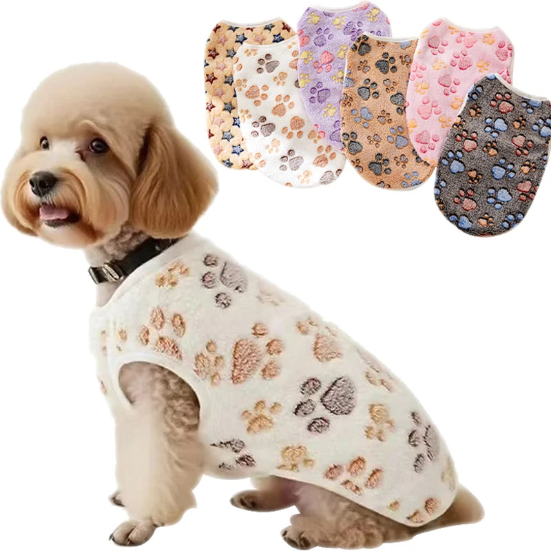 Flannel Dog Clothes – Soft Paw Print Vest for Small & Medium Dogs, Chihuahua & Yorkie Coat