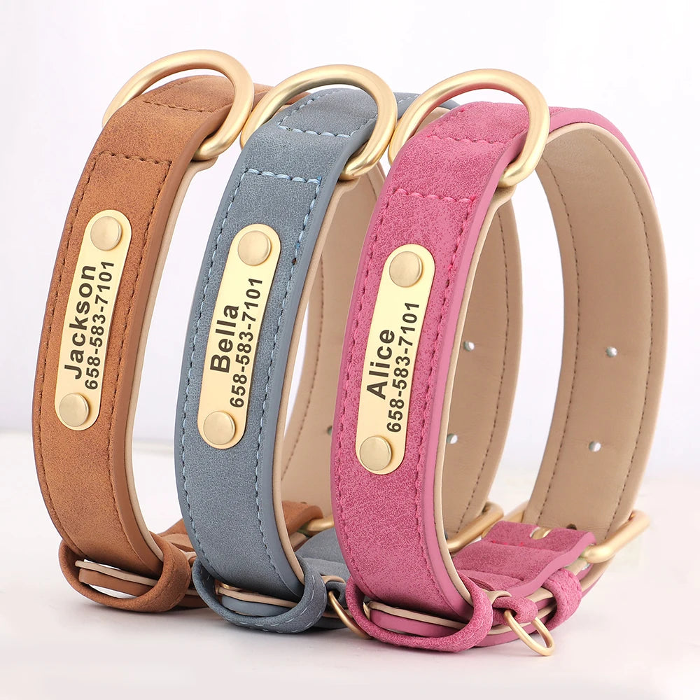 Personalized Dog Collar – Custom Engraved PU Leather