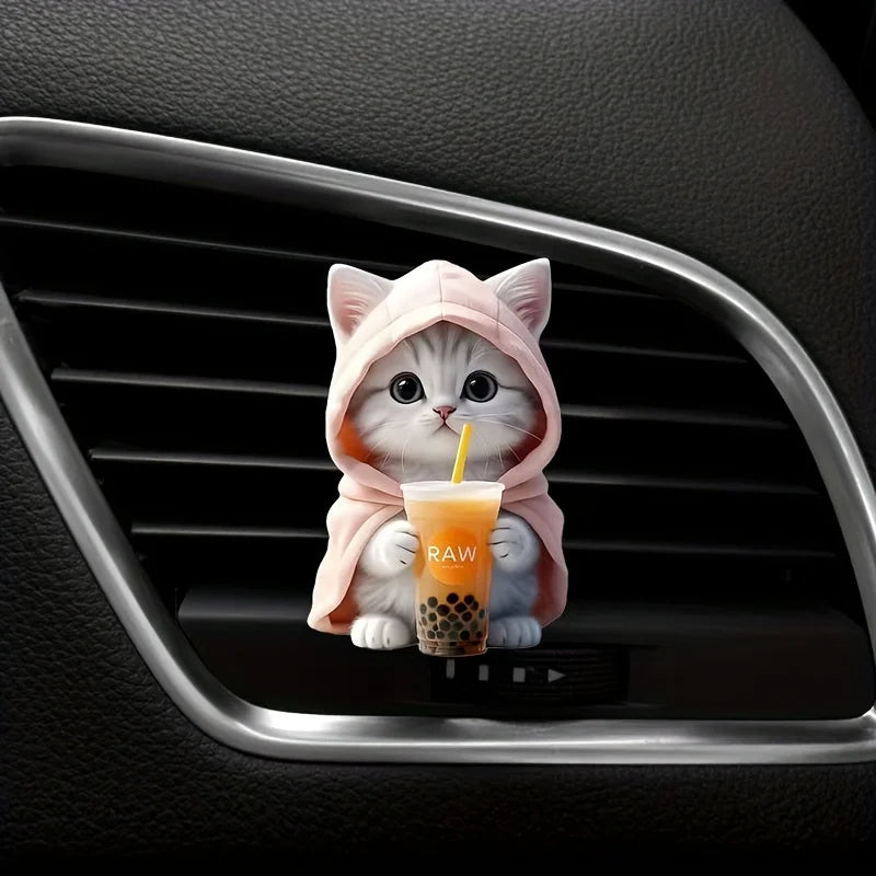 Cute Cat Car Vent Clip – Acrylic Aromatherapy Diffuser with Long-Lasting Fragrance