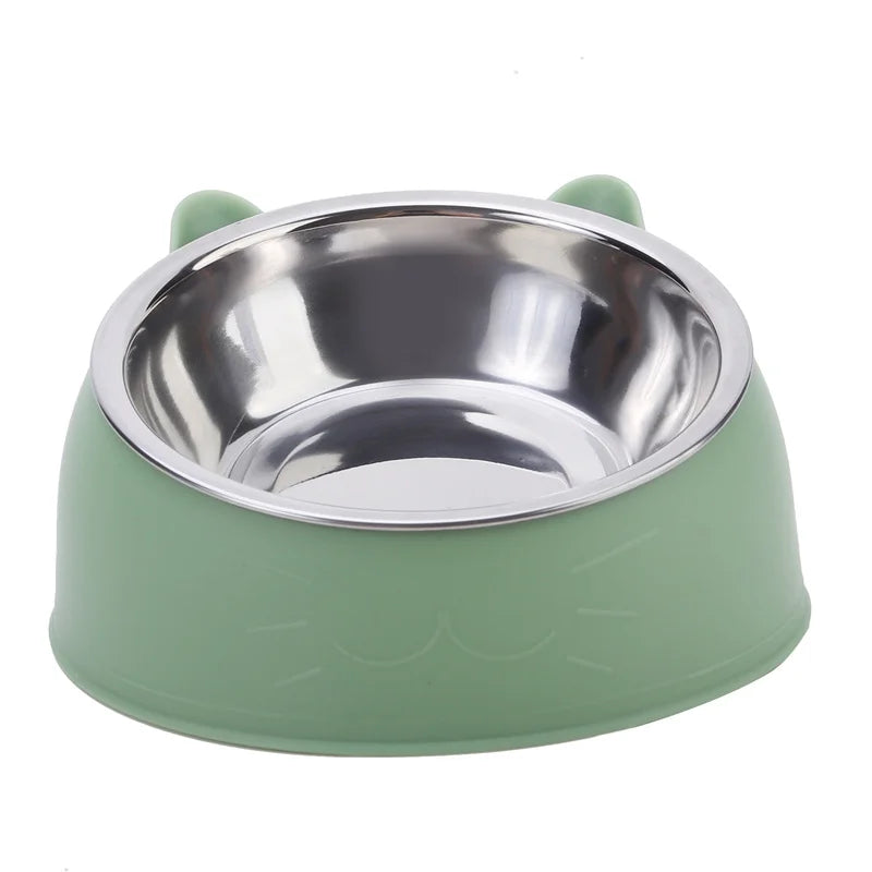 Creative Inclined Cat Bowl – Stainless Steel Feeder for Kittens & Puppies