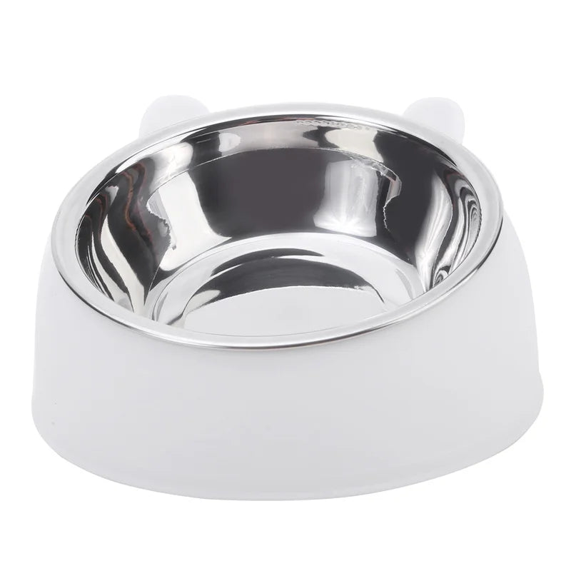Creative Inclined Cat Bowl – Stainless Steel Feeder for Kittens & Puppies