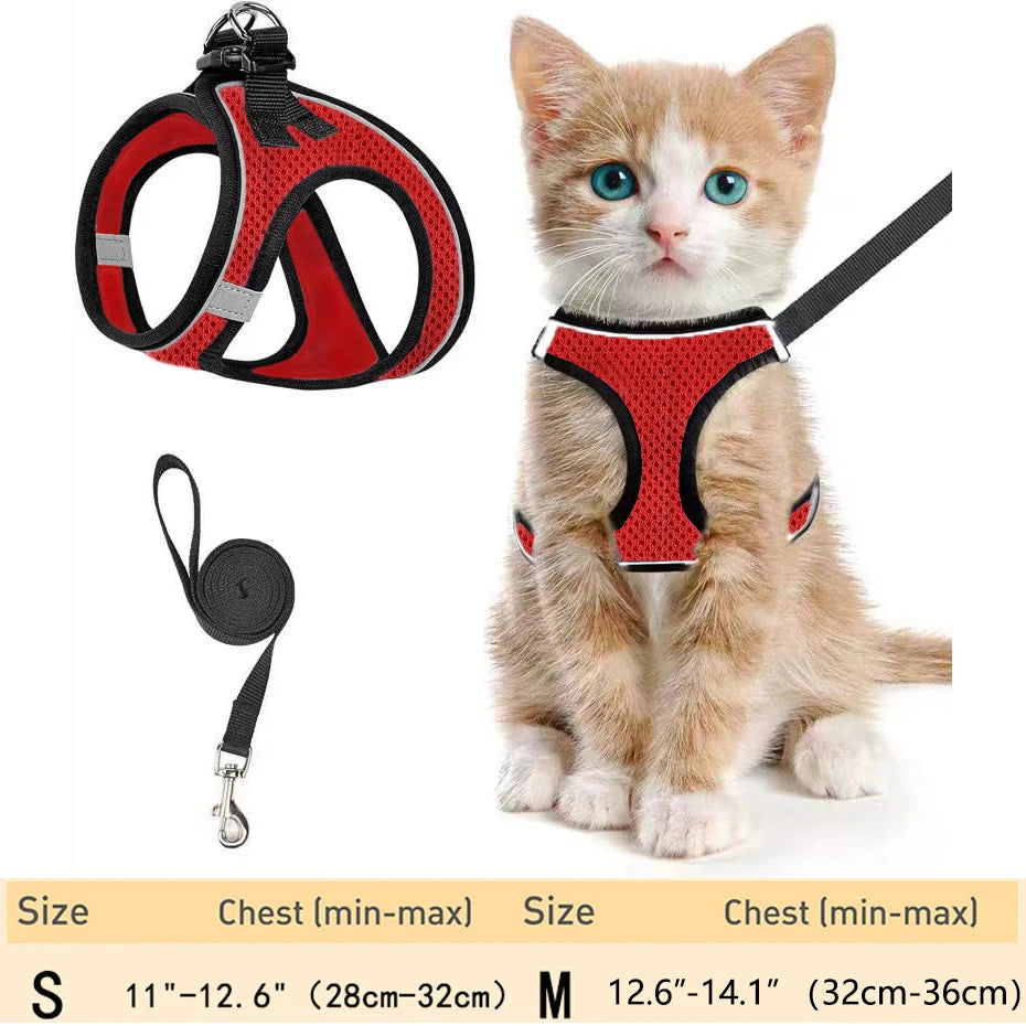 Escape-Proof Cat Harness & Leash – Reflective, Adjustable Soft Mesh for Outdoor Walks