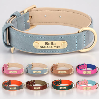 Personalized Dog Collar – Custom Engraved PU Leather
