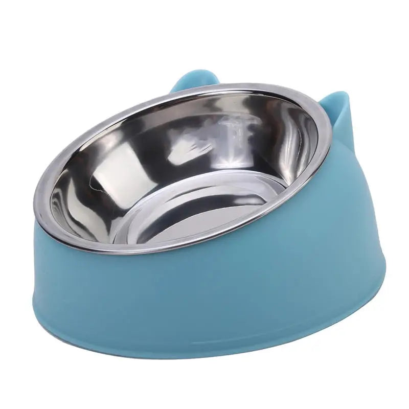 Creative Inclined Cat Bowl – Stainless Steel Feeder for Kittens & Puppies