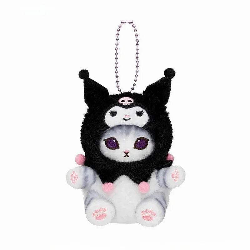 Kawaii Mofusand x Sanrio Plush Keychain – Hello Kitty, Kuromi & Hanyodon Backpack Pendant