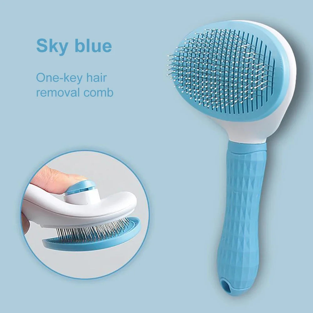 Pet Grooming Brush – Hair Remover Comb for Dogs & Cats with Anti-Slip Handle & Massage Tips