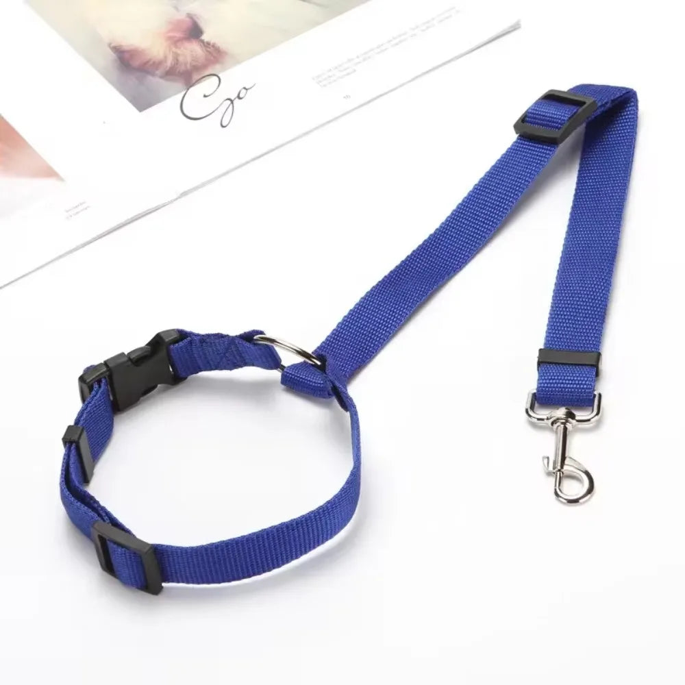 Adjustable Pet Car Seat Belt – Two-in-One Safety Leash for Dogs & Cats
