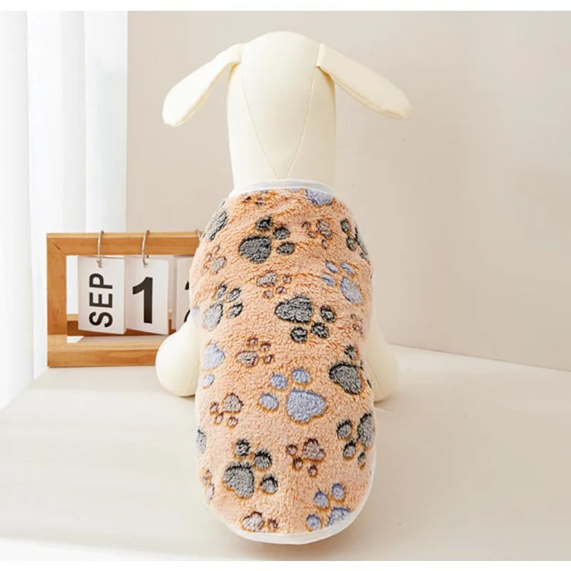 Flannel Dog Clothes – Soft Paw Print Vest for Small & Medium Dogs, Chihuahua & Yorkie Coat