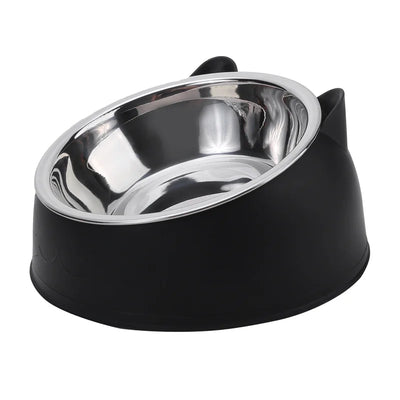 Creative Inclined Cat Bowl – Stainless Steel Feeder for Kittens & Puppies