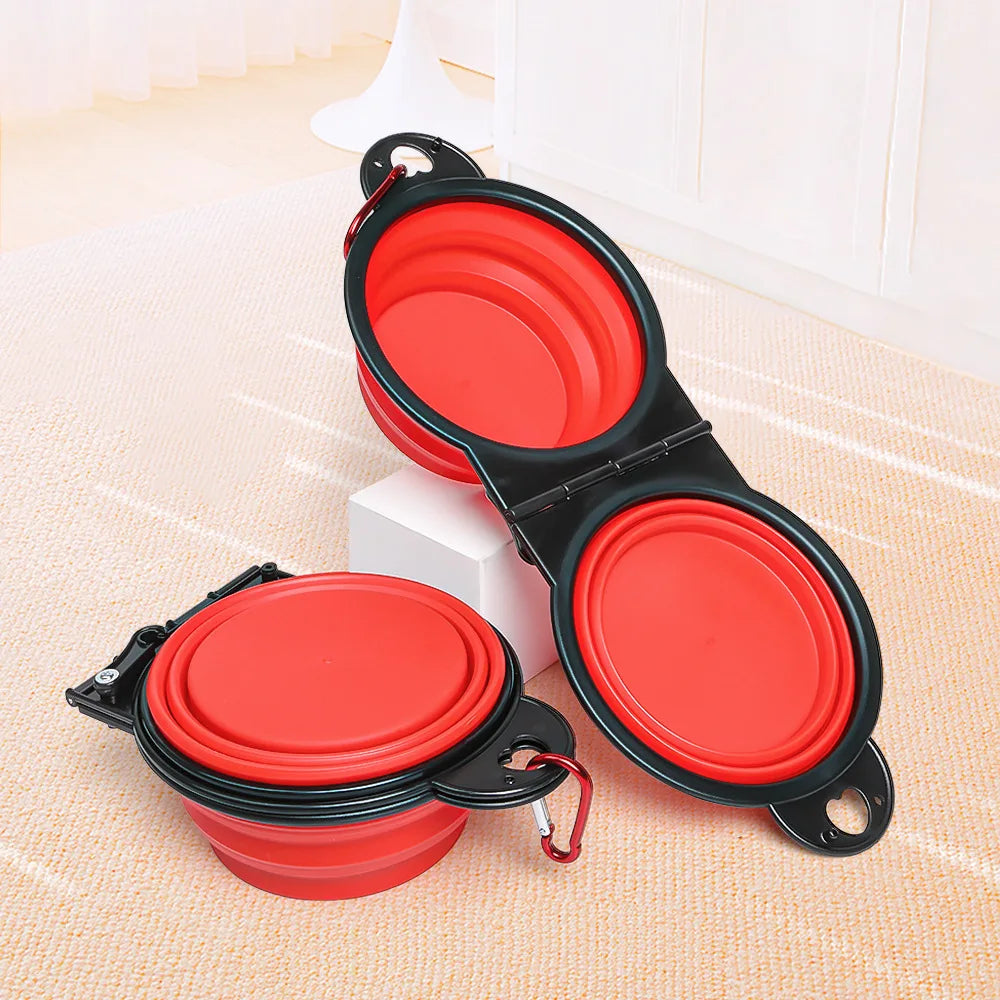 2-in-1 Foldable Pet Travel Bowl – Dual Feeding & Drinking Bowl for Dogs & Cats