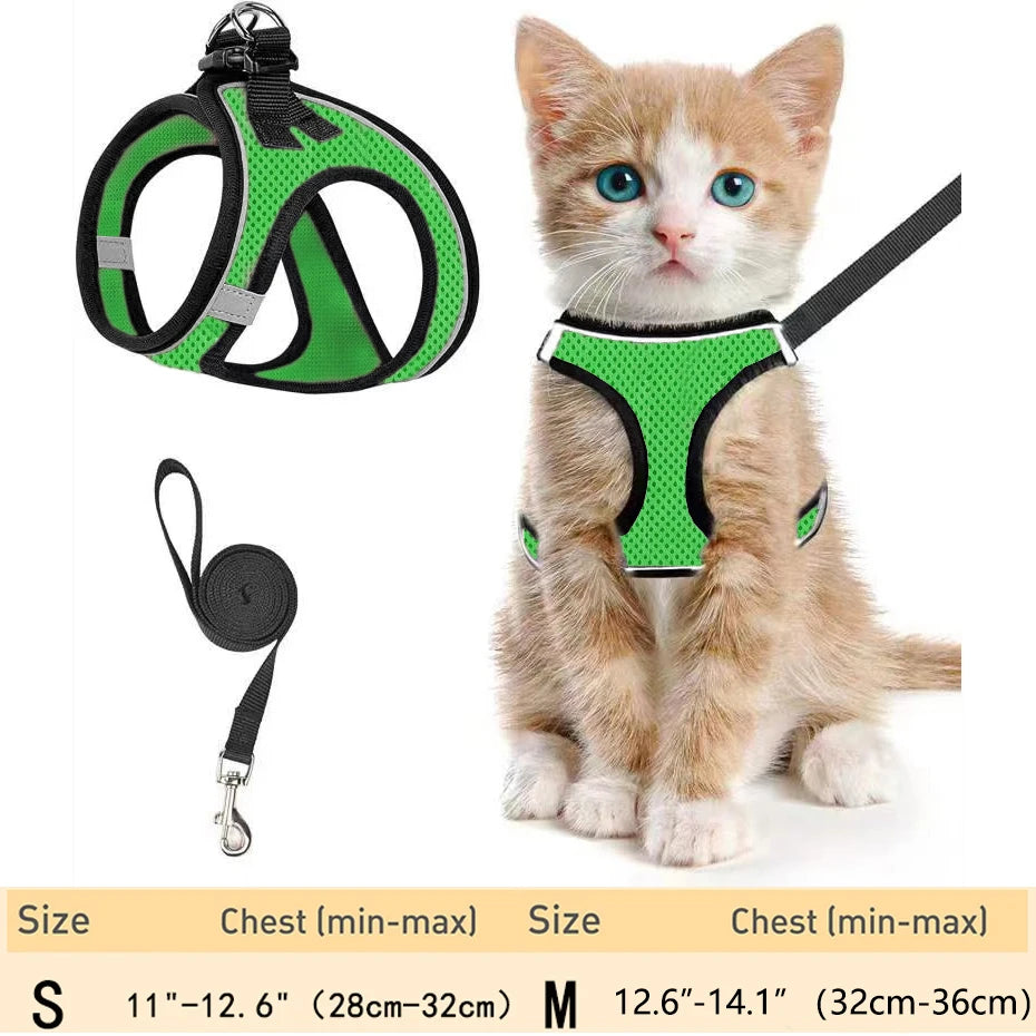 Escape-Proof Cat Harness & Leash – Reflective, Adjustable Soft Mesh for Outdoor Walks