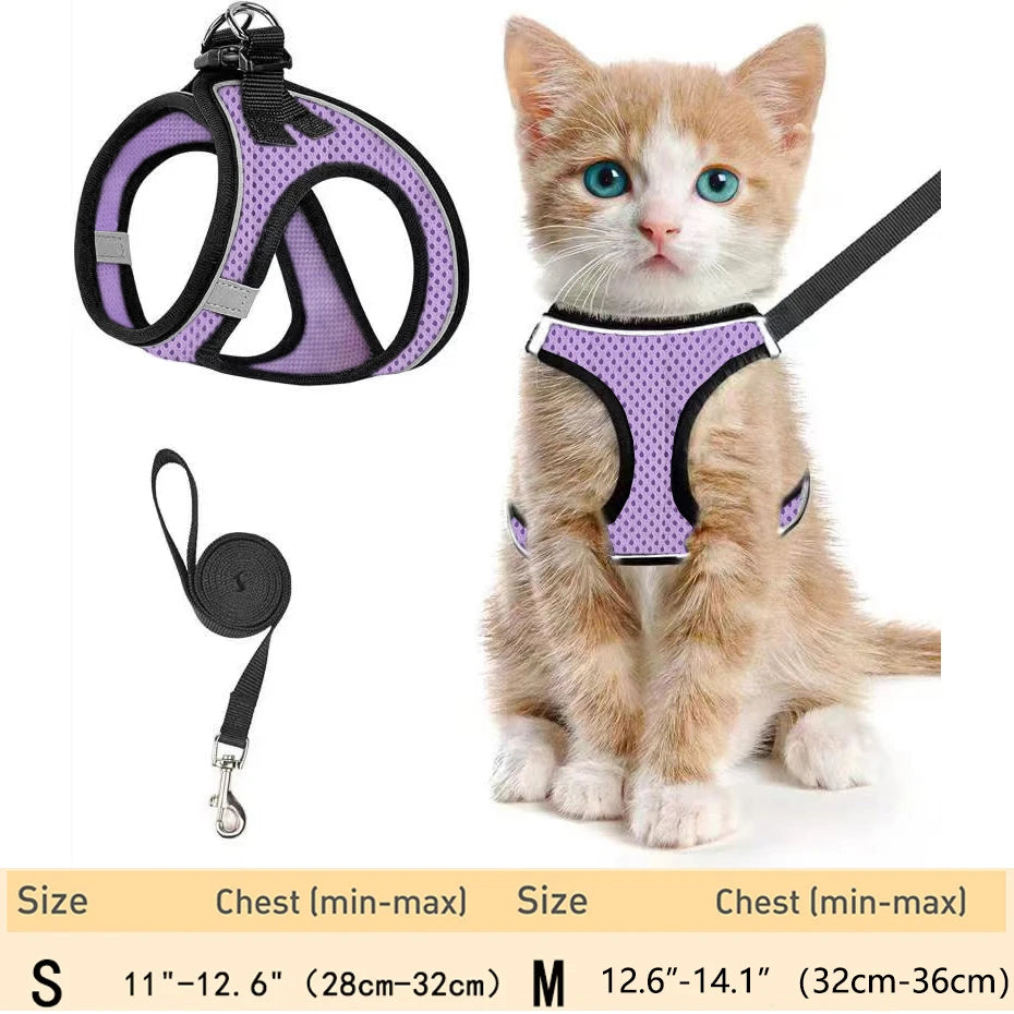 Escape-Proof Cat Harness & Leash – Reflective, Adjustable Soft Mesh for Outdoor Walks