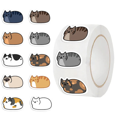 Cute Kitty Sticker Roll – 500 Adorable Cat Decals for Planners, Crafts & Gifts