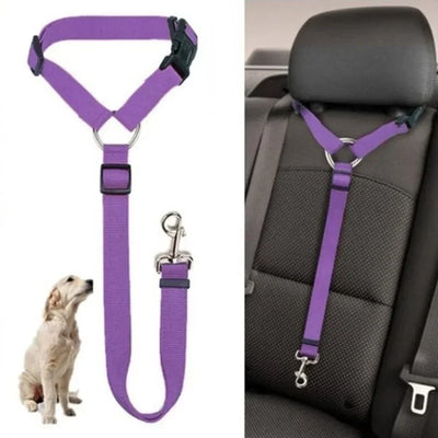 Adjustable Pet Car Seat Belt – Two-in-One Safety Leash for Dogs & Cats