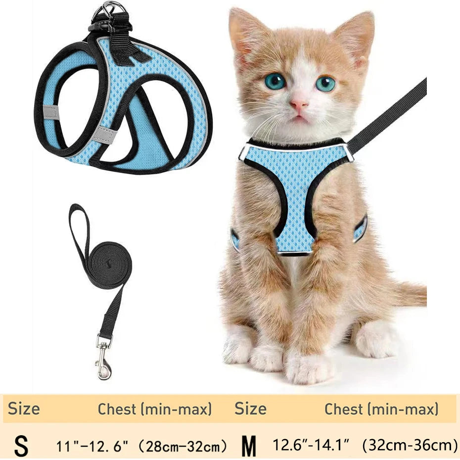 Escape-Proof Cat Harness & Leash – Reflective, Adjustable Soft Mesh for Outdoor Walks