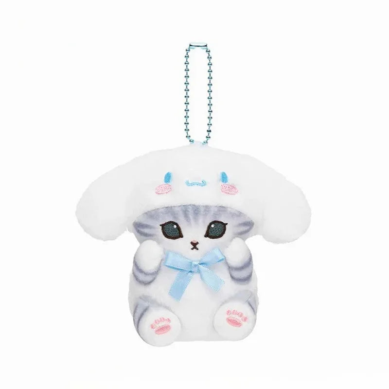 Kawaii Mofusand x Sanrio Plush Keychain – Hello Kitty, Kuromi & Hanyodon Backpack Pendant