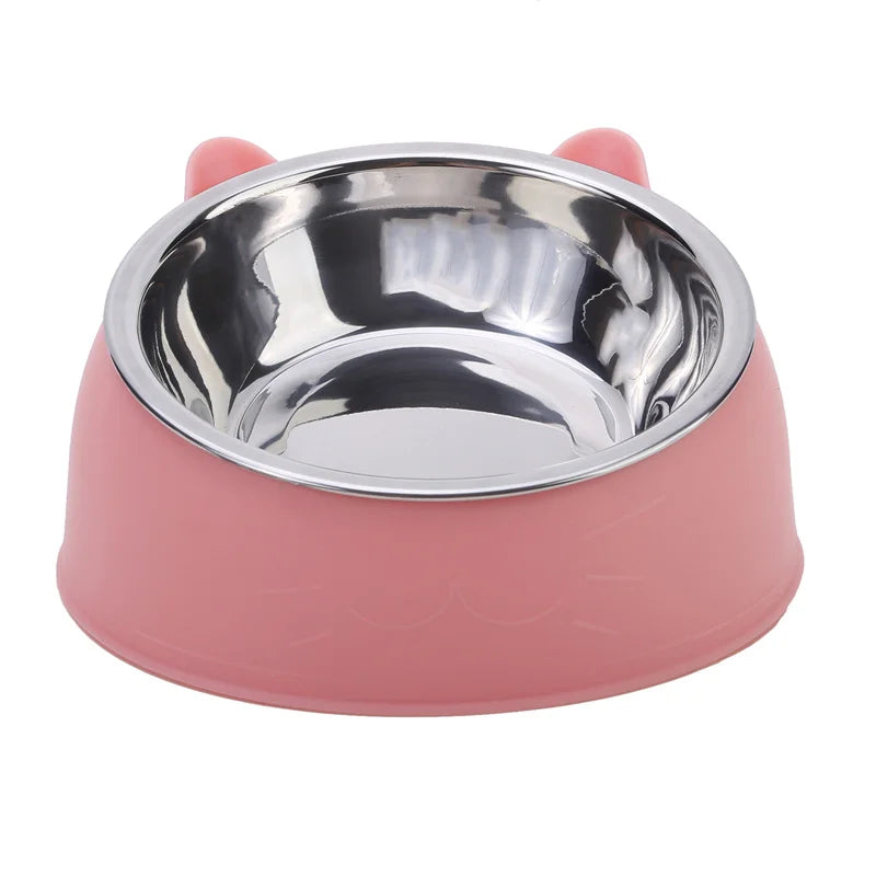 Creative Inclined Cat Bowl – Stainless Steel Feeder for Kittens & Puppies