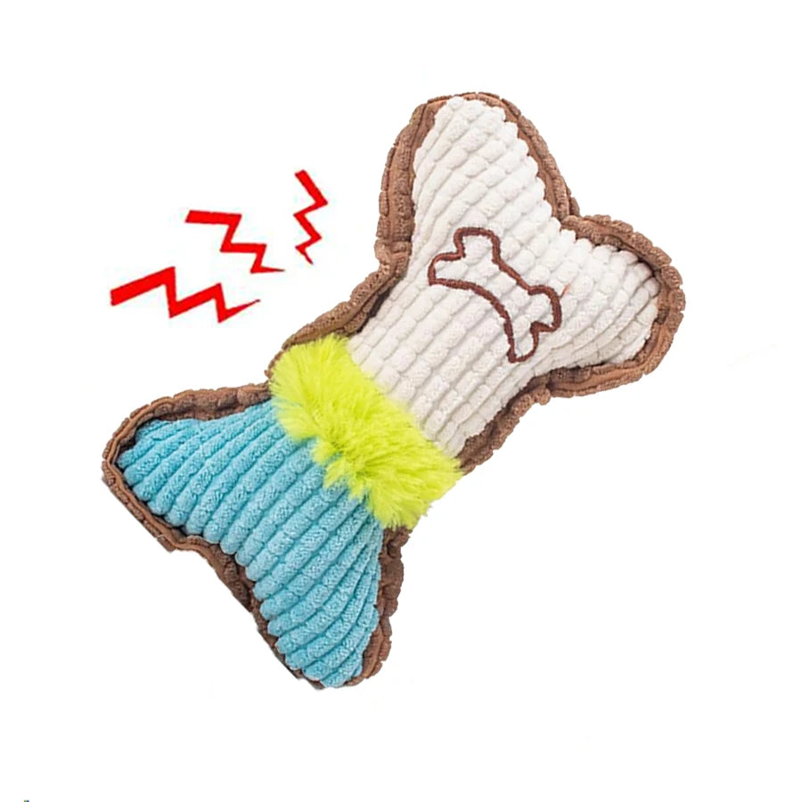 Dog Squeaky Plush Bone Toy – Durable Chew Toy for Small & Medium Breeds, Teething & Gum Care