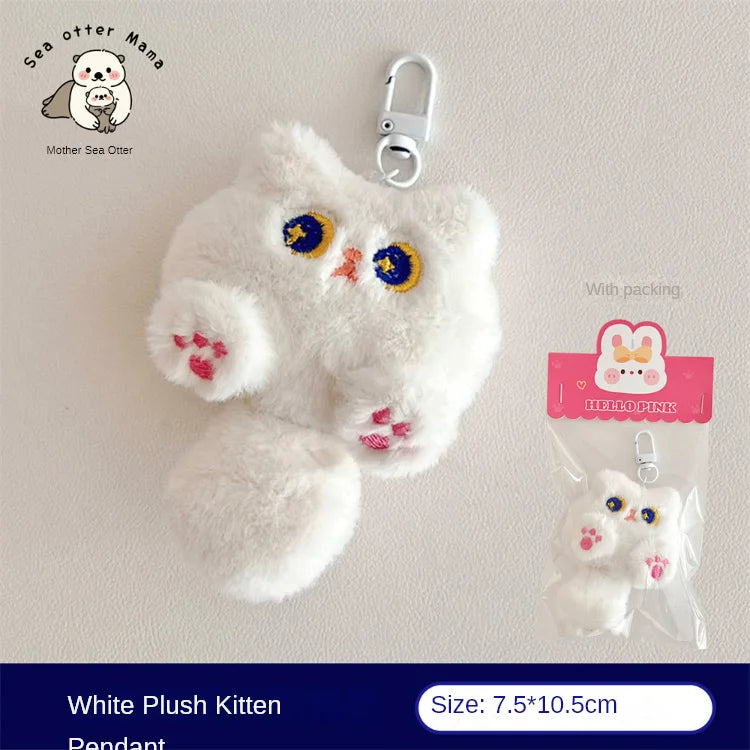 Cute Plush Cat Doll Pendant – Soft Cartoon Backpack Charm & Student Gift
