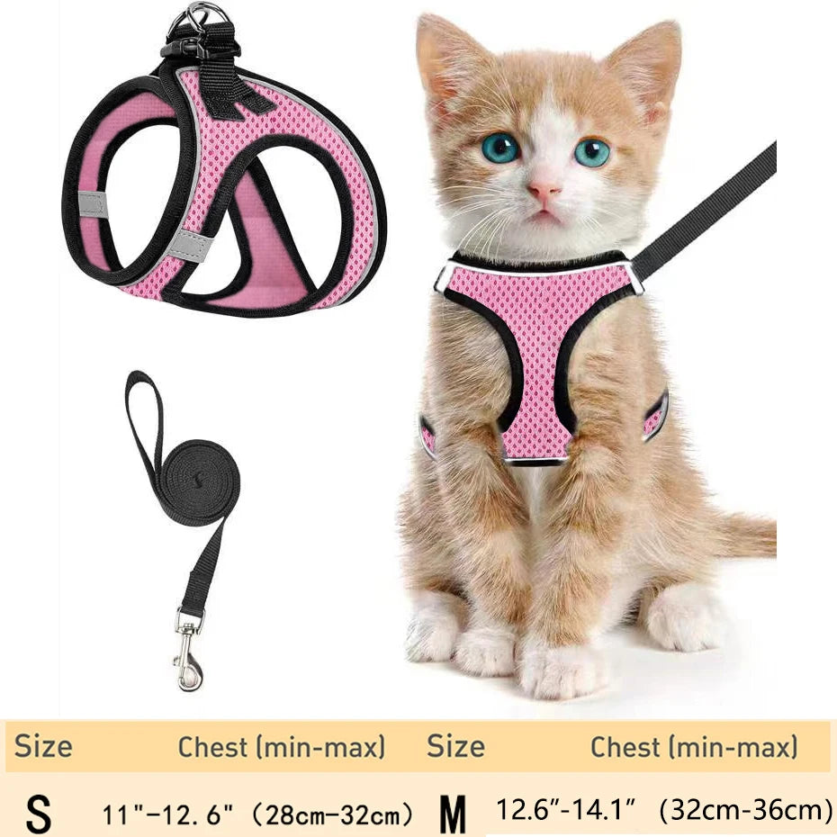 Escape-Proof Cat Harness & Leash – Reflective, Adjustable Soft Mesh for Outdoor Walks